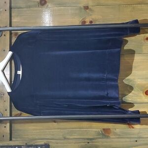 BP VELOUR SOFT COMFY COZY DARK BLUE LONG SLEEVE TOP LARGE CASUAL ATHLEISURE